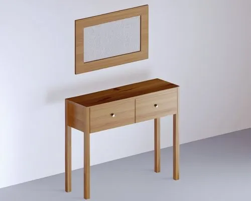 ELBİSE DOLABI,an image of a wooden table that has a mirror on it,dressing table,wooden desk,writing desk,washstand,nightstands,sideboard