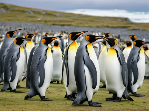 King penguins in South Georgia,king penguins,emperor penguins,king penguin,penguin parade,emperor penguin,falkland islands,penguins,donkey penguins,african penguins,snares penguin,chinstrap penguin,an