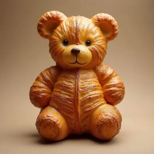 a teddy bear-shaped bakery croissant,a brown and orange stuffed bear with a ribbon around its neck,bear teddy,plush bear,teddy bear waiting,teddy bear,teddy bear crying,teddy teddy bear,wooden figure,