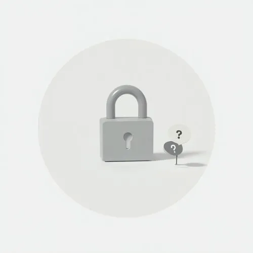 "Minimalist flat vector illustration in soft grayscale tones. A light gray circular background with subtle gradient transitions for depth. A single, cleanly designed 'Access Denied' or 'No Permission'