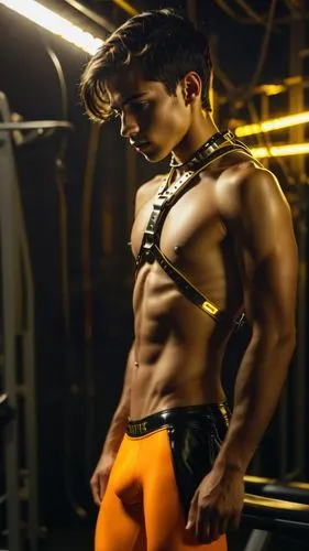 Exotic Latino fit, extrem detailliert dargestellt bigbulge çıkıyor, 
mittlerweile Bauchmuskeln muscular adonis men kurzenhair läuft auf dem Laufband in einem glänzenden Latex gehalten mini stringtanga