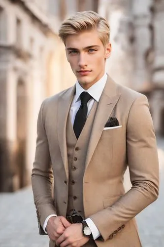 a young man in a suit is standing outside,men's suit,sportcoat,men clothes,formal guy,men's wear,sprezzatura