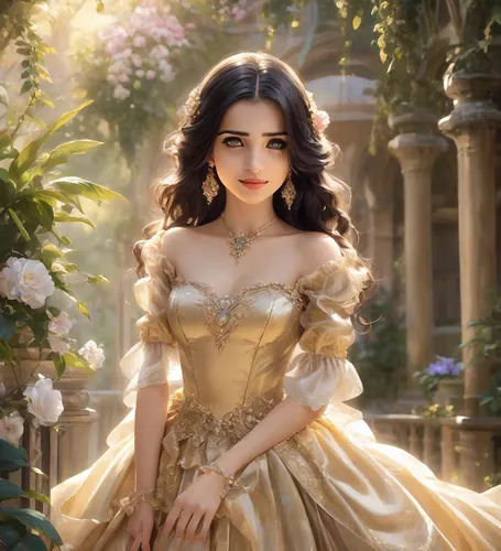 Bhadrika - Elegance 0.9,belle,gothel,esmeralda,alita,snow white,rapunzel,cinderella,princess sofia,a princess,fairy tale character,noblewoman,enchanting,fairy queen,principessa,rosa 'the fairy,fantasy