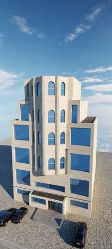 An ultra-realistic, photorealistic architectural visualization of the exact multi-story residential-commercial building shown in image_0.png. The scene is rendered in crisp, high-definition (8k resolu