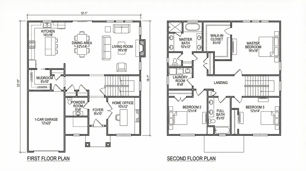 the two story house plans have three floor plans