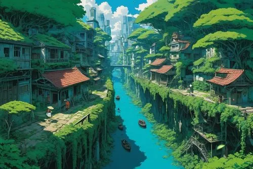  ,aurora village,ghibli,yazaki,ancient city,studio ghibli,escher village,ecotopia,fantasy city,uzak,miyazaki,elves country,knight village,kanto,butka,kinkade,rikkyo,fishing village,fantasy landscape,f