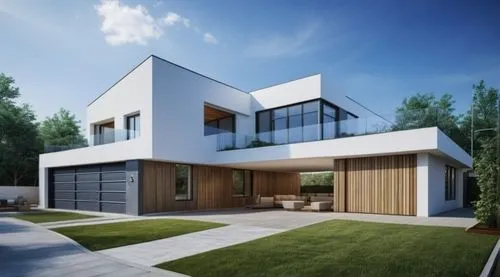 GREY DOUBLE GARAGE DOOR,modern house,modern architecture,residential house,3d rendering,contemporary,house shape,frame house,smart house,cubic house,eco-construction,dunes house,cube house,danish hous