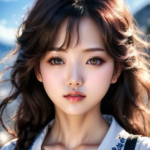 korean beautiful anime girl ,a close up of a young asian woman,doll's facial features,mongolian girl,hara,woori,xueying,oriental girl,korean,portrait background,kyunghee,youqian,tan chen chen,kyeong,x