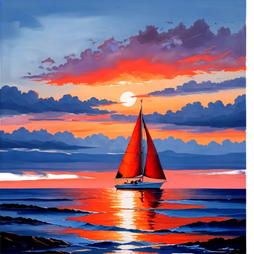 prompt

An acrylic painting of a sailboat on the ocean at sunset. The sailboat is white with a red sail, and it is sailing on calm waters. The sky is painted with shades of orange, pink, and blue. The