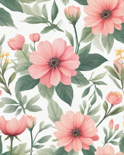 Create a romantic flower digital paper with a serene garden setting.,floral digital background,floral background,japanese floral background,pink floral background,watercolor floral background,paper fl