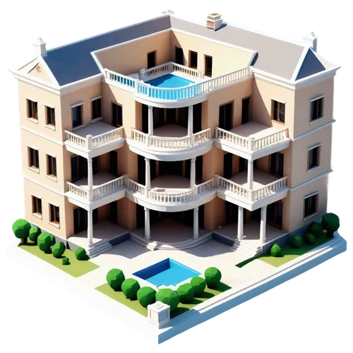 A grand and luxurious mansion with a spacious floor plan and elegant furnishings.,3d rendering,houses clipart,3d model,model house,3d rendered,render,3d render,exterior decoration,apartments,luxury pr