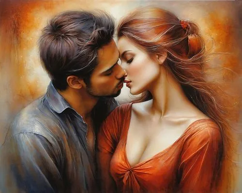 couple kissing,romantic portrait,amorous,young couple,romantic scene,oil painting on canvas,art painting,romantic look,hot love,beautiful couple,love couple,couple in love,courtship,man and woman,two 