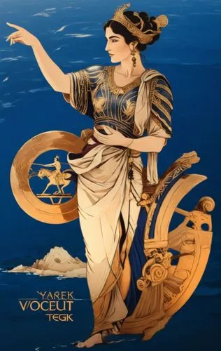 Жеещина в древнегреческой одежде на колеснице, берег моря,a painting of a woman in ancient greek costume,yachtswoman,viscountess,vermouth,viceroy,vogues,vociferous