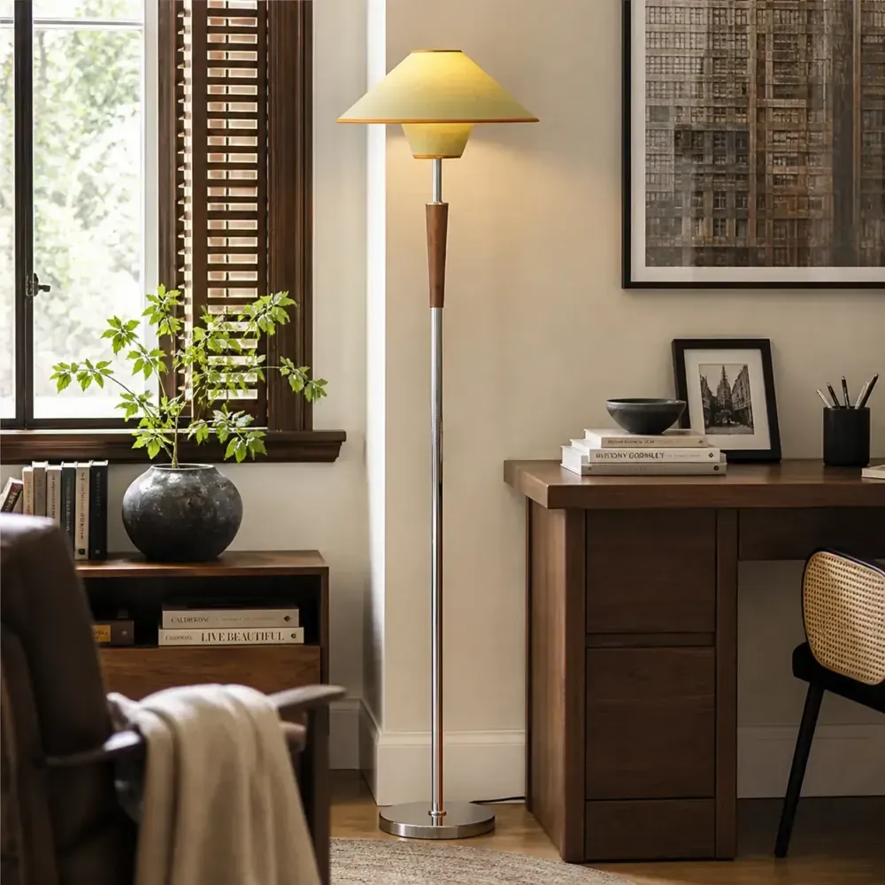 Vora Walnut Tapered Floor Lamp