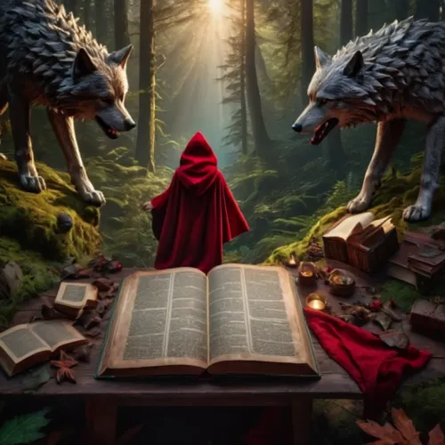 says. the water sways and bubbles.,red riding hood,little red riding hood,book wallpaper,fantasy picture,spellbook,magic book,redwall,red cape,dante,storybook,lectura,fantasy art,gamebooks,eragon,red 