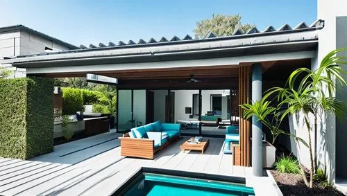 STYLE 1: tadao ando style architecture, TERRACE, precise, guidance scale, south sun position, windows reflections, grass floor for different views of one house, clarity 90, contrast 86, hyper real ima