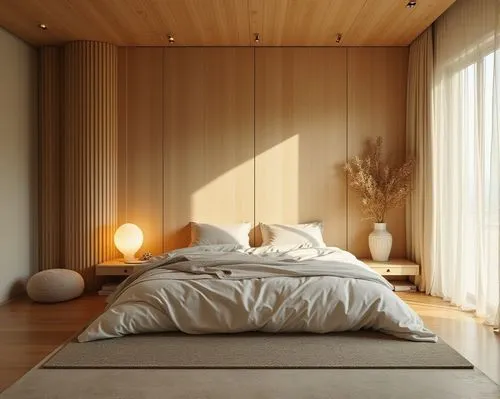  interior design,a bed sitting on top of a wooden floor,bedroom,sleeping room,modern room,headboards,chambre,bedrooms,Photography,Documentary Photography,Documentary Photography 01