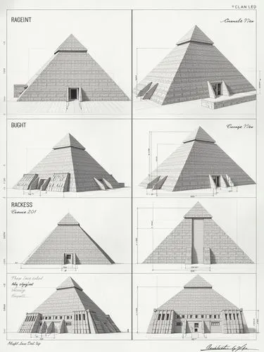 A diagram showing the process of building with each step represented by different architectural sketches and digital construction models of building structures and dimensions. The left side features t