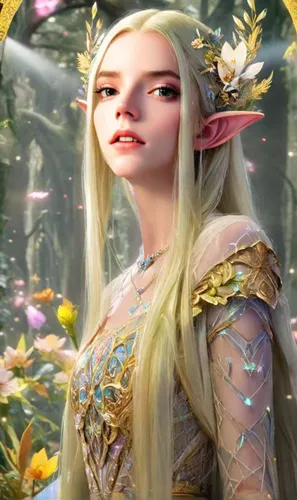 Elf Queen, Lord of Rings movie scene,elven,elven flower,male elf,fae,violet head elf,faerie,fantasy portrait,white rose snow queen,elf,faery,elsa,wood elf,fairy queen,rosa 'the fairy,fantasy picture,f