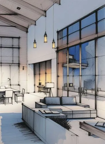an interior sketch of a seating area,penthouses,modern kitchen interior,prefab,kitchen interior,kitchen design,prefabricated