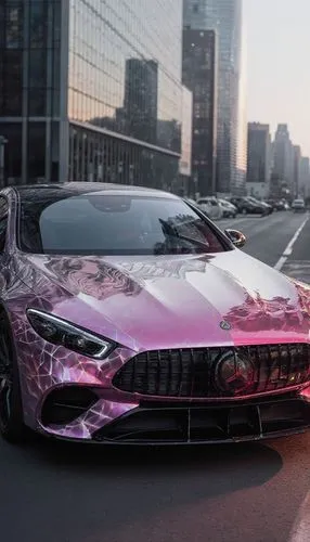 Modern, Super Maybach Sports Car Diamond White Pink positive side 8K Ultra HD, Luxury Metropolis background






,a car parked on the side of a road,futuristic car,pink car,concept car,fast car,chrom