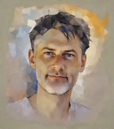 male portrait in oil paints in the style of expressionism by Amedeo Modigliani, flat with small gradients and light volume, oil, impasto painting with elements of abstraction. Stylized and simplified 