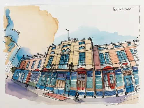 Costa Rica,shopfronts,watercolor shops,watercolor cafe,frontages,brasseries,ironmongers,store fronts,pantiles,watercolor sketch,watercolor tea shop,tearooms,paintbox,facade painting,storefronts,hove,d