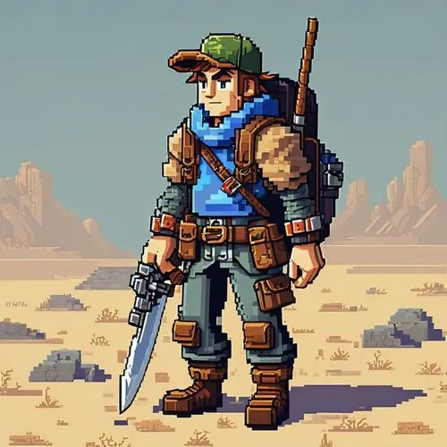 Pixel Art,pixel art,mercenario,mercenaria,frontiersman,mercenary,paleobotanist,desert background,rebgun,adventurer,rambo,jak,barbarian,escapists,landtroop,nomad,ranger,whittman,mccloud,rifleman,zahran