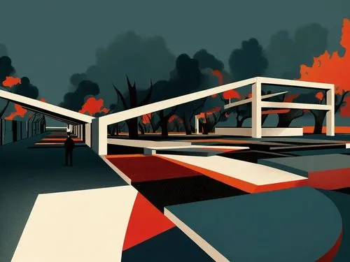 Abstract art illustration architecture,promenade