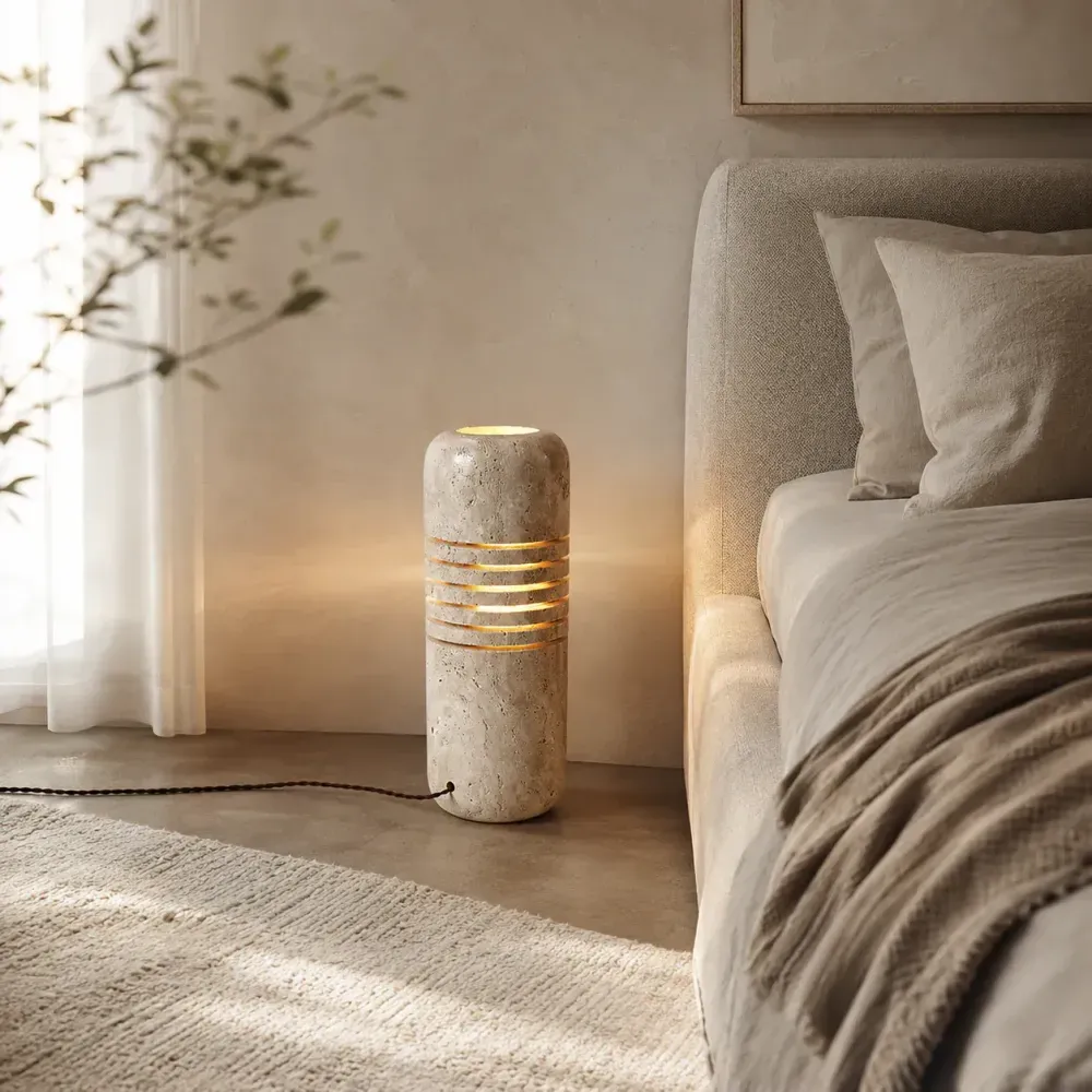 Tavrelis Travertine Floor Lamp