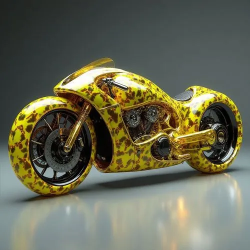 A futuristic gaa motorcycle designed for the urban commuter. The body is sleek and compact, with sharp, angular lines and a lightweight aluminum frame. The wheels are integrated into the body to minim