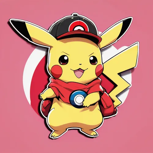Pokemon pikachu with red and black cap on with pokeball on cap,pika,pikachu,pixaba,pokemon,pokémon,pokeball,edit icon,a badge,pokemon go,y badge,d badge,p badge,growth icon,phone icon,pokemongo,t badg