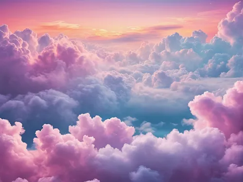 Craft dreamy aesthetic wallpapers with ethereal clouds, celestial elements, and pastel hues. Design whimsical backgrounds for a magical and enchanting atmosphere.,cotton candy,rainbow clouds,cumulus c