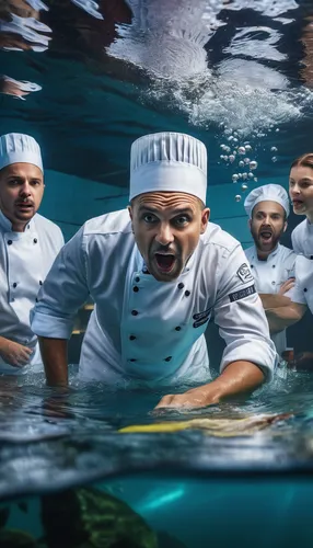 In a busy restaurant kitchen, a chef yells instructions to his team during a rush.,chef,men chef,chef hats,chef hat,restaurants online,pastry chef,the people in the sea,cuisine classique,chefs,caterin
