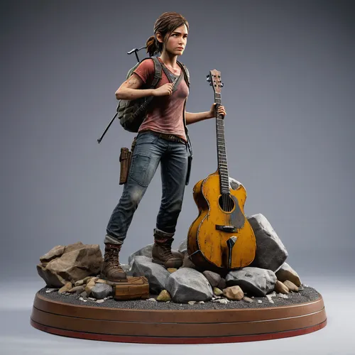 Uma (1) base de exibição grande personalizada ferros e entulhos, estátua ELLIE THE LAST OF US - Maquete - Marvel Comics - Figura de ação colecionável Sideshow - PEÇA DE EXPOSIÇÃO - Renderização 3D cin