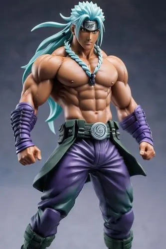 dnd aasimar, South American Naruto anime character, with a muscular body, long silver-purple braided hair style, wild and unruly, dark skin, blue-green eyes, anime style, male, with a smile on his fac