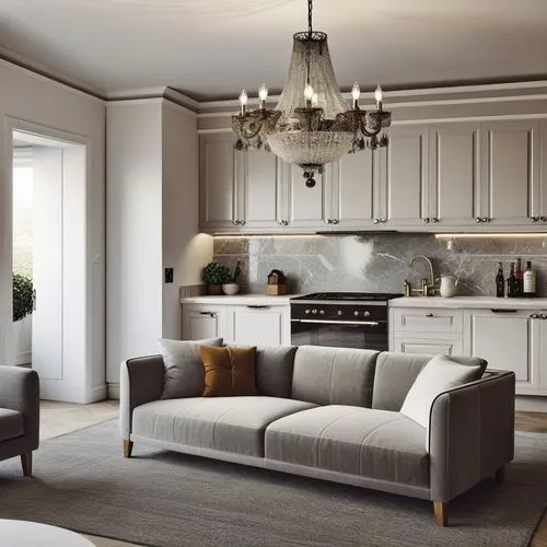 a living room area with a grey couch and two chairs,prefab,home interior,modern kitchen interior,penthouses,search interior solutions,pommels