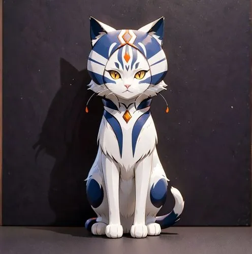 Puedes hacer una imagen con este pront Una silueta estilizada y minimalista de un gato TRICOLOR visto de frente, con el cuerpo completo visible sobre un fondo claro. El diseño presenta líneas limpias 