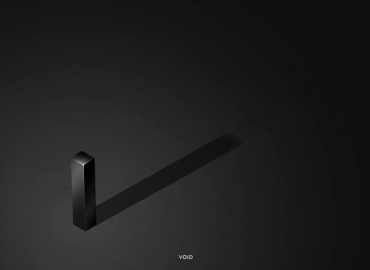 Un poster Low Key minimalista che mostra un singolo oggetto con un'ombra lunga, dimostrando un eccellente uso dello spazio negativo.