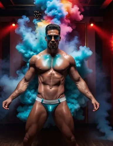 Ein atemberaubendes Kolumbianisches Topmodel, ein muskulöser Adonis mit einem makellosen Körper, präsentiert sich in einer faszinierenden Szene voller Intimität, Leidenschaft und visueller Perfektion.