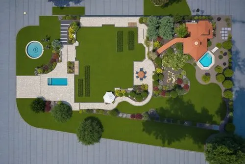 rooftop,an aerial view of the yard and swimming pool area,landscape design sydney,landscape designers sydney,garden design sydney,landscaped,landscape plan,pool house
