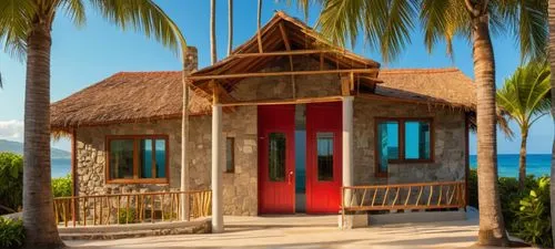 the once-distant exterior now boasts a modern, glass and stone structure, adorned with modern design. The exterior features polished wood and a gleaming red door, while the windows are adorned with in