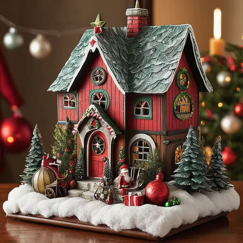 Craft a whimsical Santa's workshop with festive decorations,gingerbread house,gingerbread houses,christmas crib figures,the gingerbread house,christmas house,christmas gingerbread,christmas village,ch