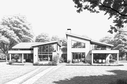 sketchup,3d rendering,revit,mid century house,renderings,midcentury,house drawing,model house,cohousing,clubhouse,forecourts,eichler,country hotel,passivhaus,winery,residential house,bendemeer estates
