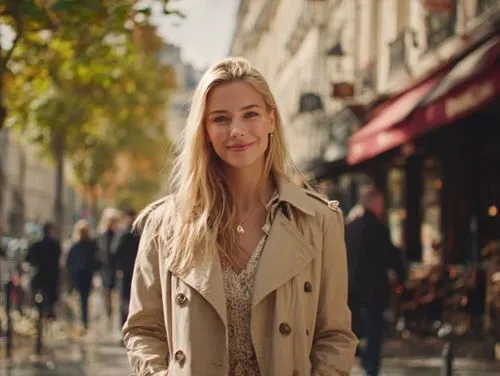 The subject spins once in the air, and in a burst of golden light, the subject naturally transforms into a [color] Labubu doll.,blonde woman,blonde girl,on the street,menswear for women,abbesses,blond