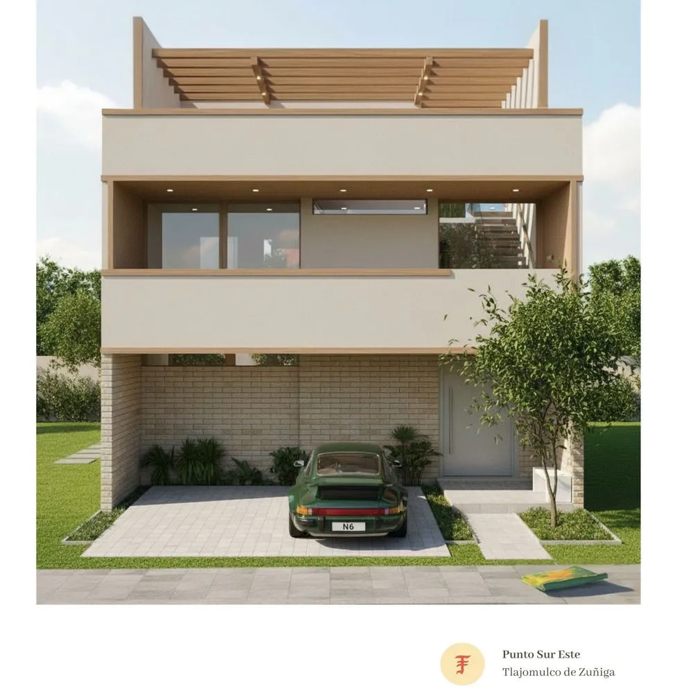 a car parked in front of a large house