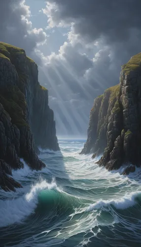Cornish art seascape paintings by andrew giddens,orkney island,seascape,seascapes,coastal landscape,sea landscape,cliffs ocean,rocky coast,fantasy landscape,donegal,stormy sea,carrick-a-rede,north sea
