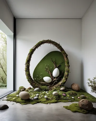 fresh spring and easter marketing photo at interior and modern art vibes
,environmental art,nest workshop,garden sculpture,japanese garden ornament,garden decor,water lily plate,wall decoration,garden