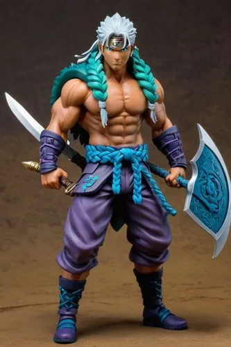 dnd aasimar, South American Naruto anime character, with a muscular body, long silver-purple braided hair style, wild and unruly, dark skin, blue-green eyes, anime style, male, with a smile on his fac