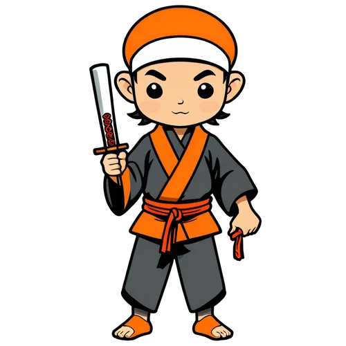 a tiny cute humanoid ronin samurai with mushroom cap hat,shaolin kung fu,haidong gumdo,sanshou,japanese martial arts,monk,shorinji kempo,dobok,wushu,cartoon ninja,my clipart,sanshin,martial arts unifo